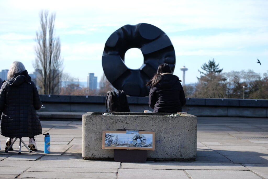 Noguchi's Black Sun sculpture in Volunteer Park, Seattle, Washington.