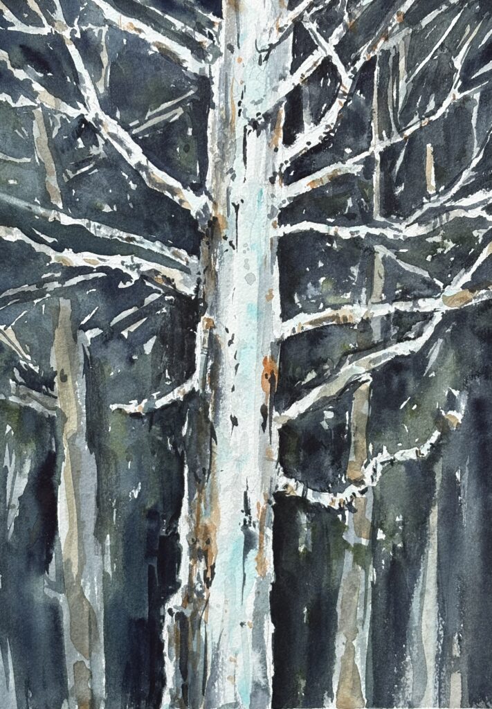 Watercolor painting of a tree by Richard Merz